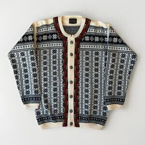 Vintage Charles Wolf Sweater Small Multicolor Nordic Wool Fair Isle Outerwear